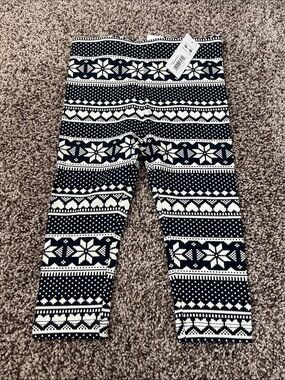 Joe Fresh Baby Girl Navy and White Fair Isle Leggings Size 12-18 Months